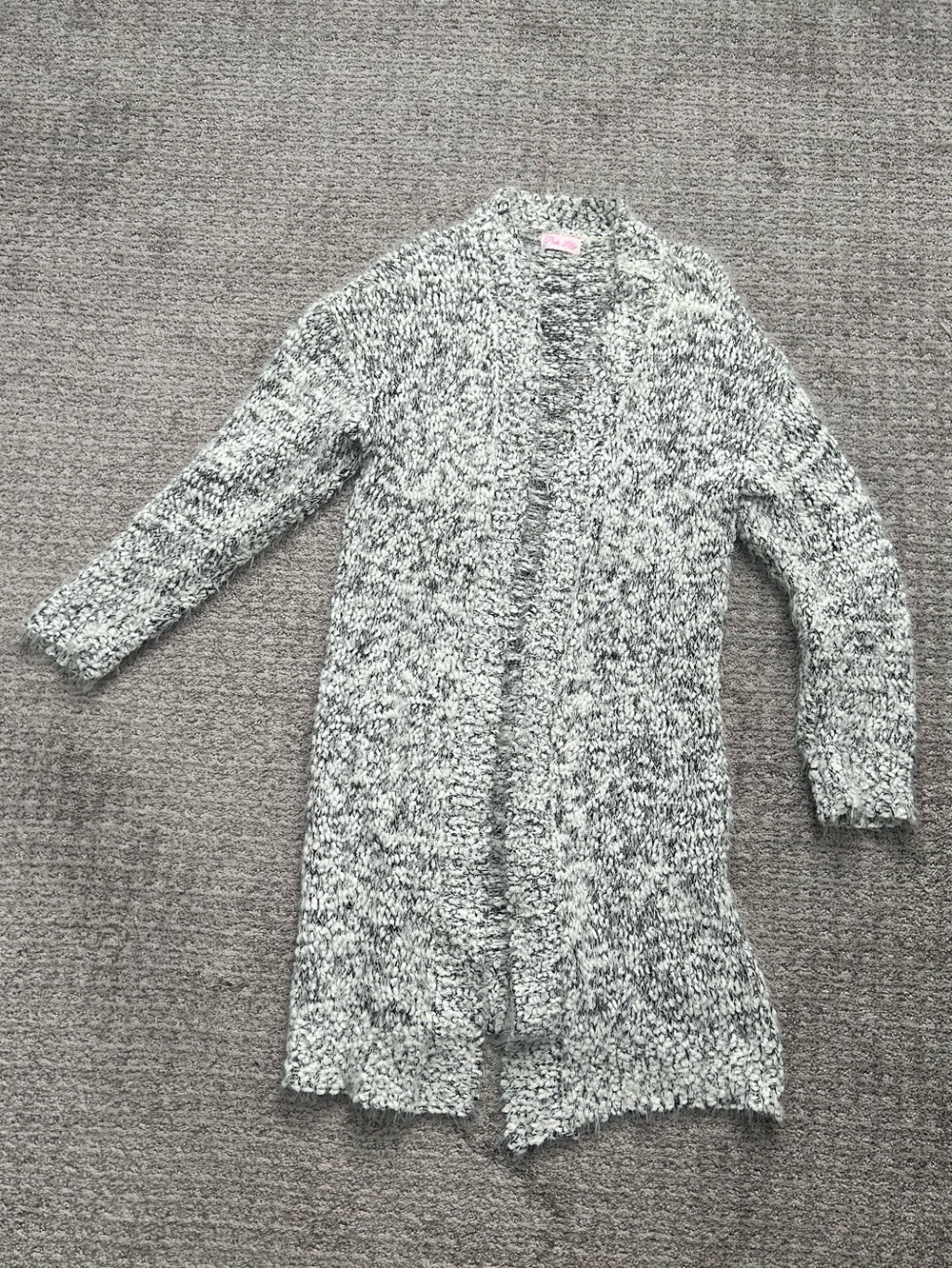 Pink Lily Marled Open-Front Cardigan - Gray and White